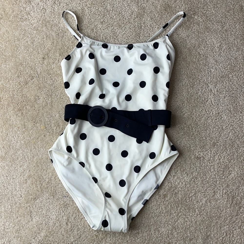 Solid and Striped One Piece Swimsuit size Medium